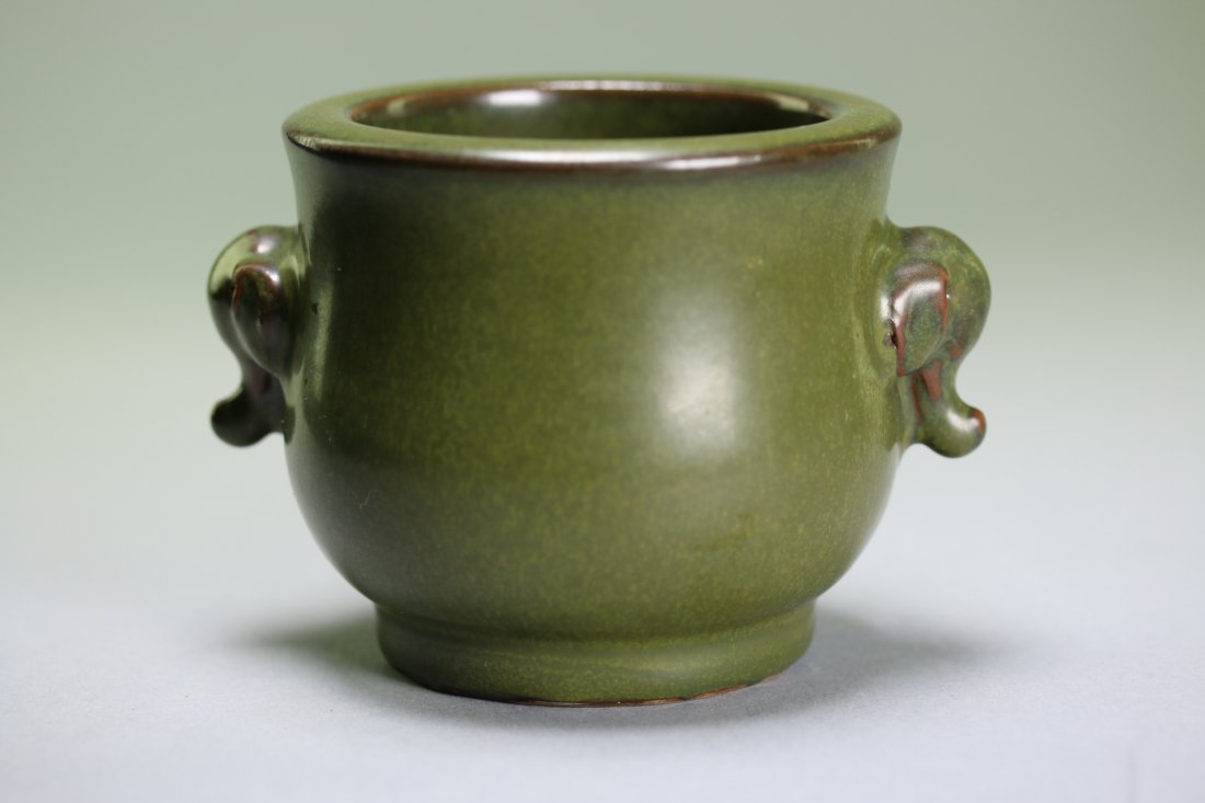 Chinese Antique Green-Glazed Water Jar, Qian Long. (1 of 5)