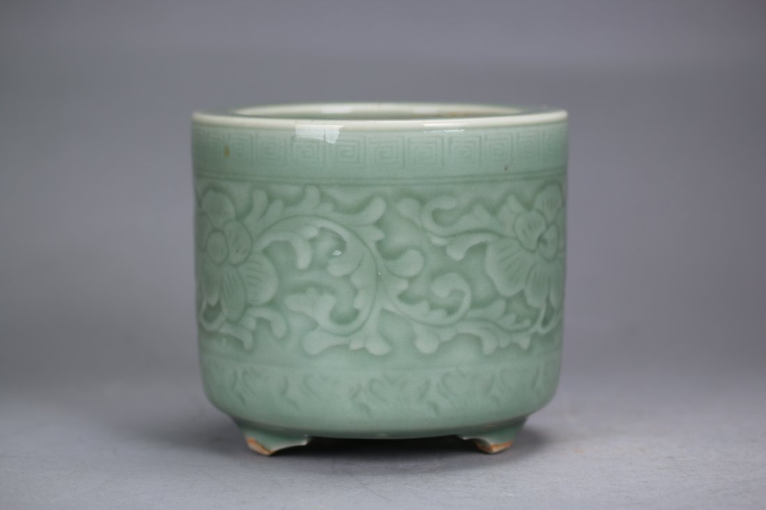 A Chinese Longquan brush pot, Ming dynasty (1 of 4)