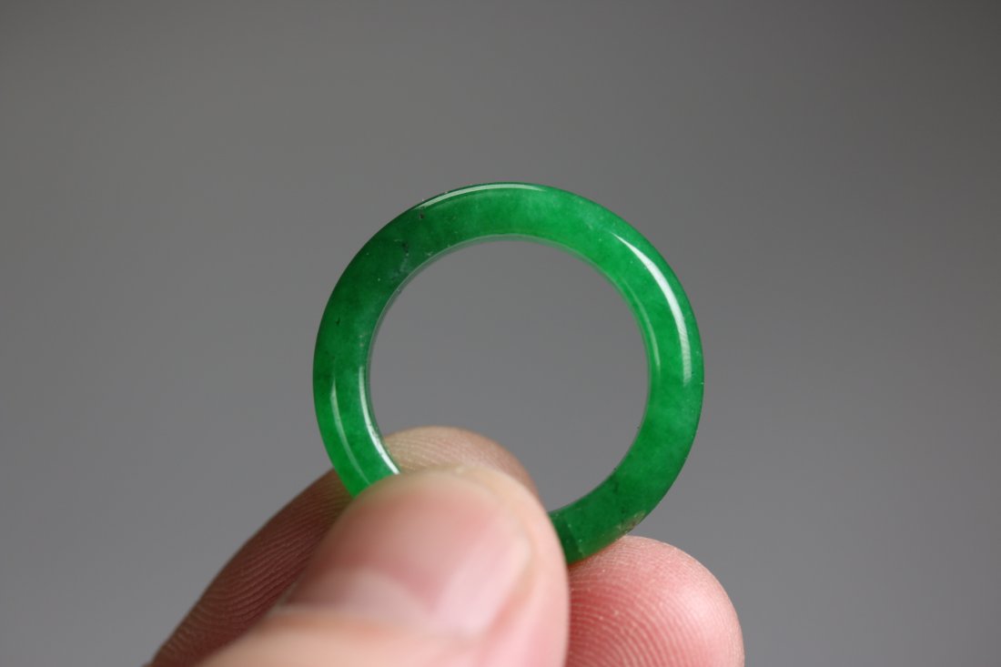 A Chinese Emerald Green Jadeite Ring (1 of 3)