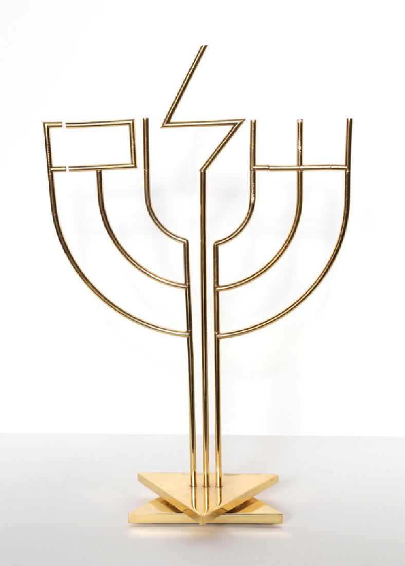 Yaacov Agam, Shalom Menorah, Gold-Plated Kinetic (1 of 9)
