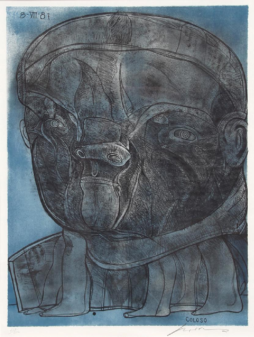 Jose Luis Cuevas, Coloso from the Olympic Memories: Artist: Jose Luis Cuevas, Mexican (1934 - ) Title: Coloso from the Olympic Memories Portfolio Year: 1988 Medium: Lithograph on Arches, Signed and numbered in pencil Edition: 300 Size: 35 x 27 in. (88.