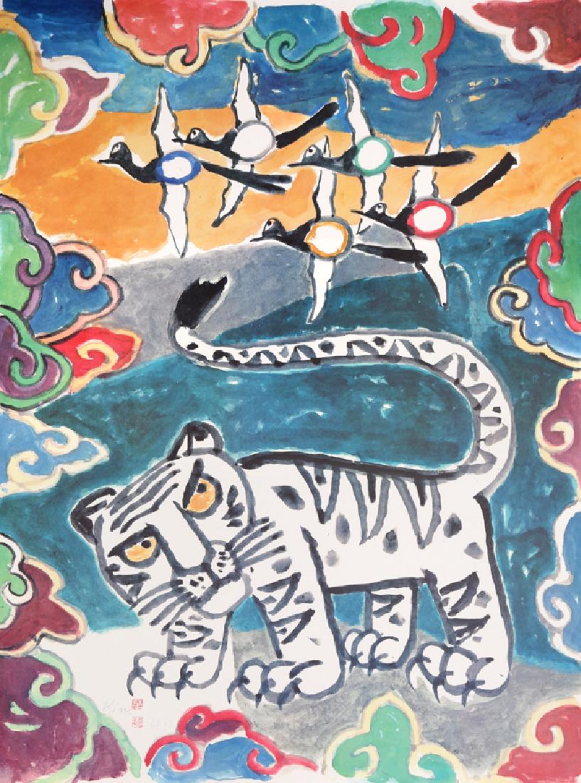 Ki-Chang Kim, Mystic Star of the Orient, Lithograph: Artist: Ki-Chang Kim, Korean Title: Mystic Star of the Orient Year: 1988 Medium: Lithograph, signed and numbered in pencil Edition: 300 Size: 35 in. x 26 in. (88.9 cm x 66.04 cm)