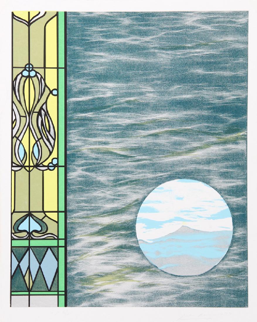 Rita Simon, Cosmic Encounters, Serigraph: Artist: Rita Simon, American (1938 - ) Title: Cosmic Encounters Year: 1979 Medium: Serigraph, signed and numbered in pencil Edition: AP 30 Image Size: 27 x 22 inches Size: 30.5 in. x 24 in. (77.47 cm