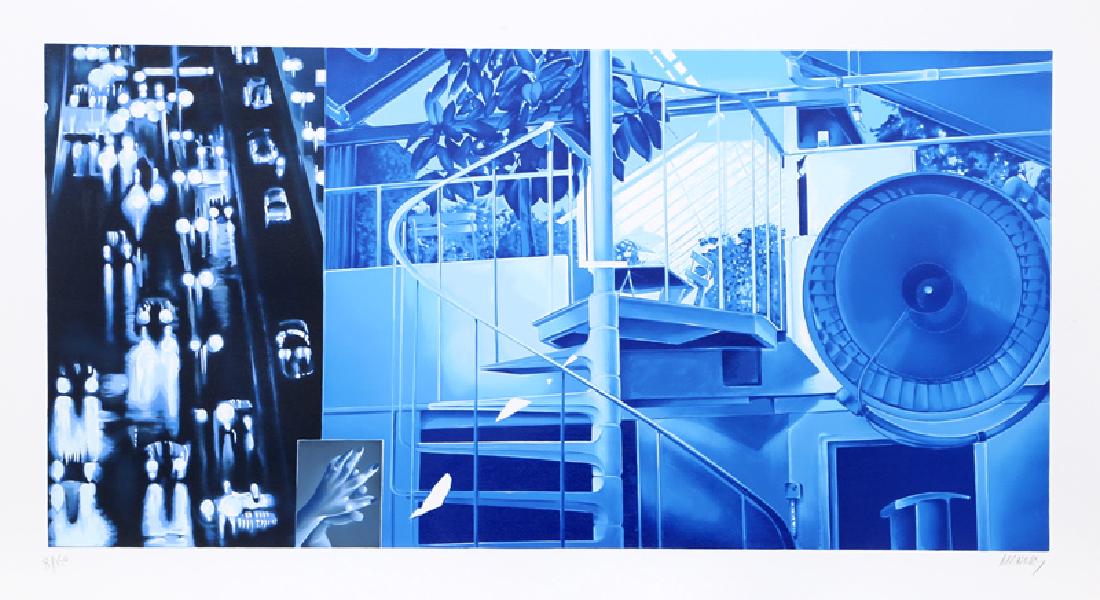 Jacques Monory, Nuit No. 5, Lithograph: Artist: Jacques Monory, French (1934 - ) Title: Nuit No. 5 Year: 2002 Medium: Lithograph, signed and numbered in pencil Edition: 150 Image Size: 16 x 31.5 inches Size: 22 x 35.5 in. (55.88 x 90.17 cm)