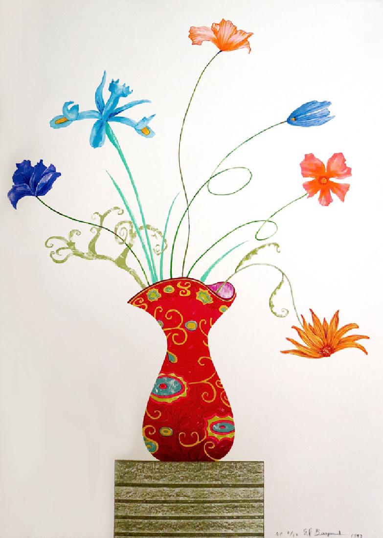 Ed Baynard, Red Vase from My Egypt Series, Lithograph: Artist: Ed Baynard, American (1940 - ) Title: Red Vase from My Egypt Series Year: 1997 Medium: Lithograph, signed and numbered in pencil Edition: AP 12 Size: 40 x 30 in. (101.6 x 76.2 cm)