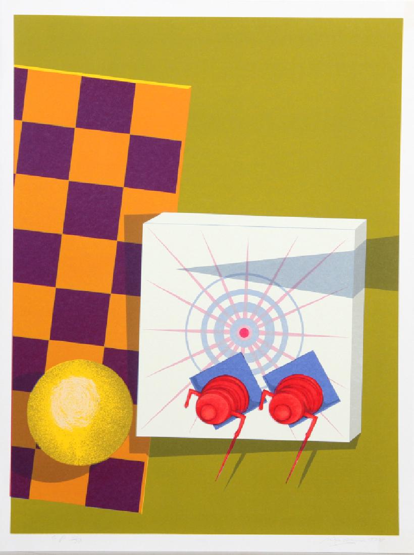 Rita Simon, Checkmate, Serigraph: Artist: Rita Simon, American (1938 - ) Title: Checkmate Year: 1978 Medium: Serigraph, signed and numbered in pencil Edition: AP 30 Image Size: 32 x 24 inches Size: 34 in. x 26 in. (86.36 cm x 66.04 cm