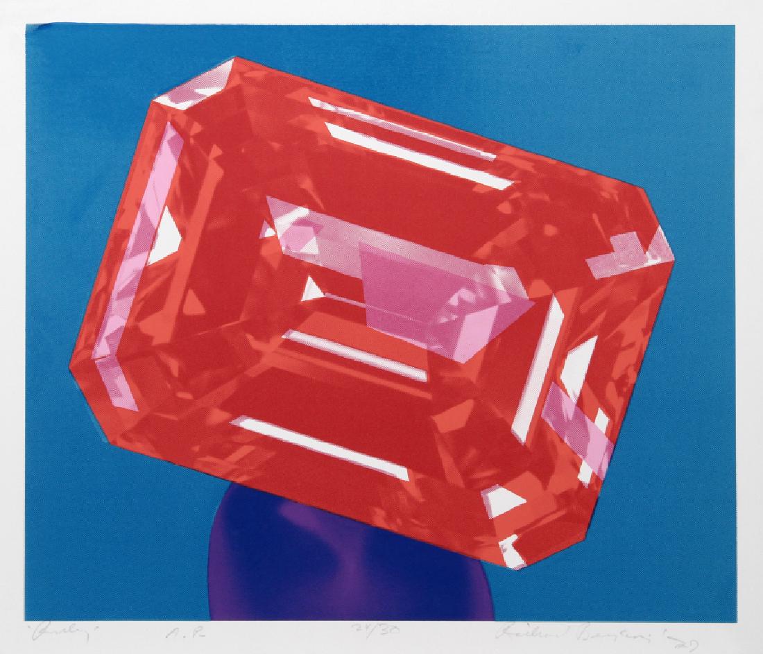 Richard Bernstein, Ruby, Silkscreen: Artist: Richard Bernstein, American (1939 - 2002) Title: Ruby Year: 1978 Medium: Silkscreen in Colors, signed and numbered in pencil Edition: 200, AP 30 Size: 26 in. x 30.5 in. (66.04 cm x 77.47 cm)