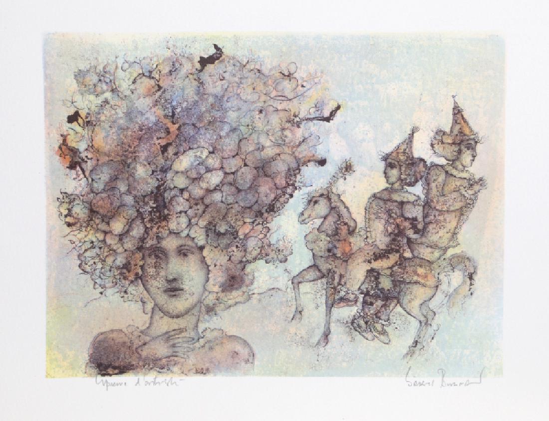 Sakti Burman, Woman in a Headdress, Lithograph: Artist: Sakti Burman, Indian (1935 - ) Title: Woman in a Headdress Year: circa 1980 Medium: Lithograph, signed and numbered in pencil Edition: EA Image Size: 8.5 x 11 inches Size: 11 x 15 in. (27.94 x