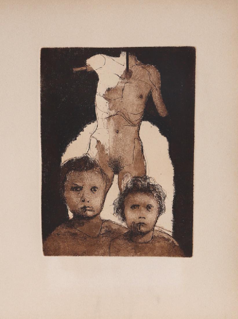 Leonard Baskin, Children with Torso (13), Etching (1 of 1)