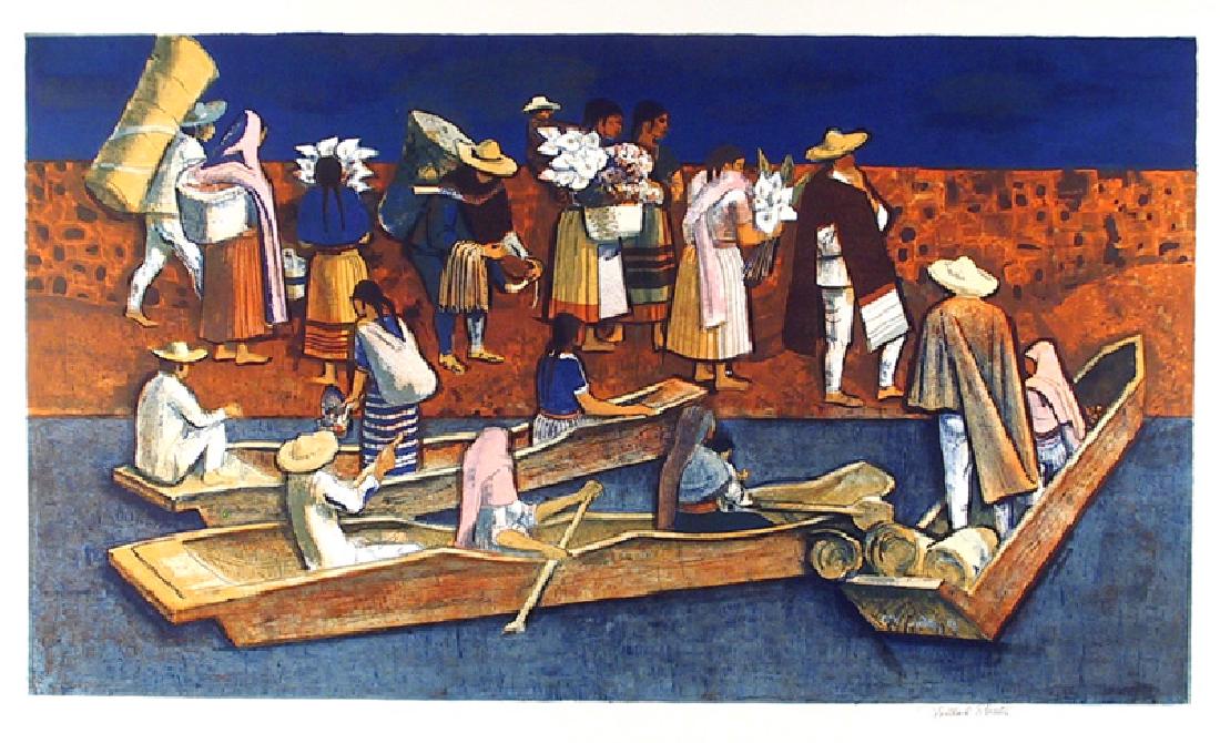 Millard Owen Sheets, Mexican Travellers, Lithograph: Artist: Millard Owen Sheets, American (1907 - 1989) Title: Mexican Travellers Year: Circa 1977 Medium: Lithograph, signed and numbered in pencil Edition: 250 Size: 24 in. x 35 in. (60.96 cm x 88.9 cm)