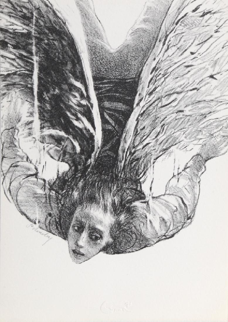 Arthur Polonsky, Christmas Angel, Lithograph: Artist: Arthur Polonsky Title: Christmas Angel Year: 1983 Medium: Lithograph on Arches, signed in pencil, stamped Size: 9 x 6 in. (22.86 x 15.24 cm)