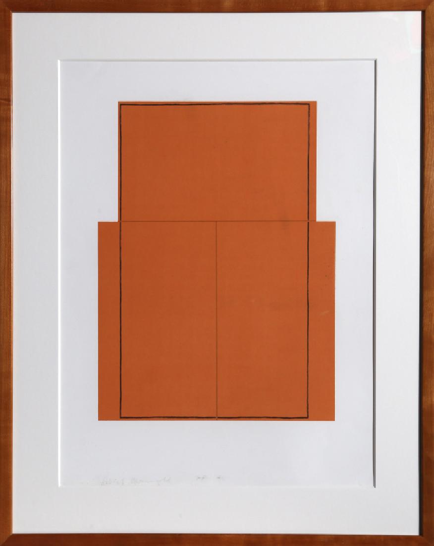 Robert Mangold, Untitled (Orange), Silkscreen: Artist: Robert Mangold, American (1937 - ) Title: Untitled (Orange) Year: circa 1970 Medium: Silkscreen, signed and numbered in pencil Edition: PP 4/4 Image Size: 19 x 14 inches Size: 26 x 21 in. (66.