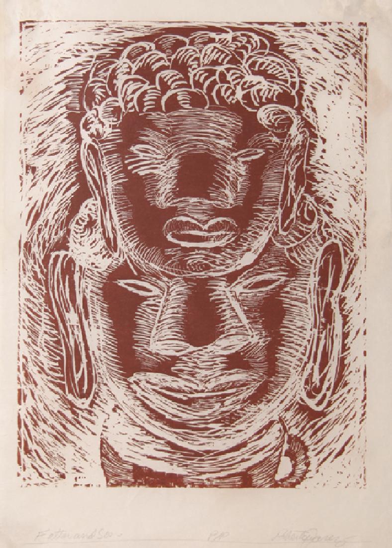Roberto Juarez, Father and Son (Red), Woodcut: Artist: Roberto Juarez, American (1952 - ) Title: Father and Son (Red) Year: 1983 Medium: Woodcut on Wove Paper, Signed and Numbered in Pencil Edition: 15 Size: 31.5 in. x 25 in. (80.01 cm x 63.5 cm)
