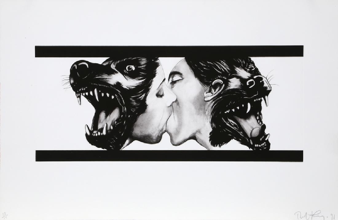 Robert Longo, Strong in Love, Photo-Etching with: Artist: Robert Longo, American (1953 - ) Title: Strong in Love Year: 1991 Medium: Photo-Etching with Aquatint, signed and numbered in pencil Edition: 10/15 Image Size: 15 x 35 inches Size: 29 x 44 in.