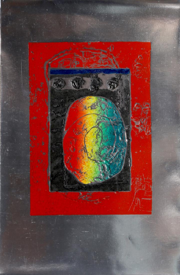 Tomoe Yokoi, Rainbow, Mezzotint: Artist: Tomoe Yokoi, Japanese (1942 - ) Title: Rainbow Year: circa 1970 Medium: Mezzotint on foil paper, signed and numbered in pencil Edition: 31/50 Image Size: 12.5 x 9 inches Size: 20 x 13 in. (50.