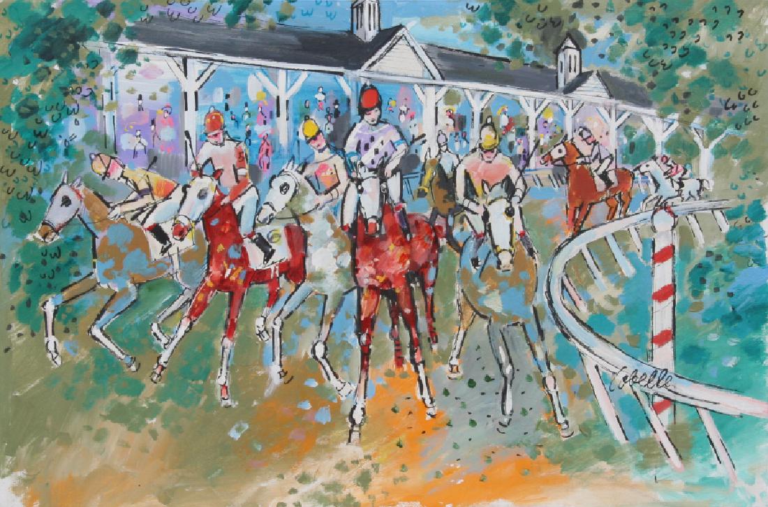 Charles Cobelle, Horse Race, Acrylic Painting (1 of 3)