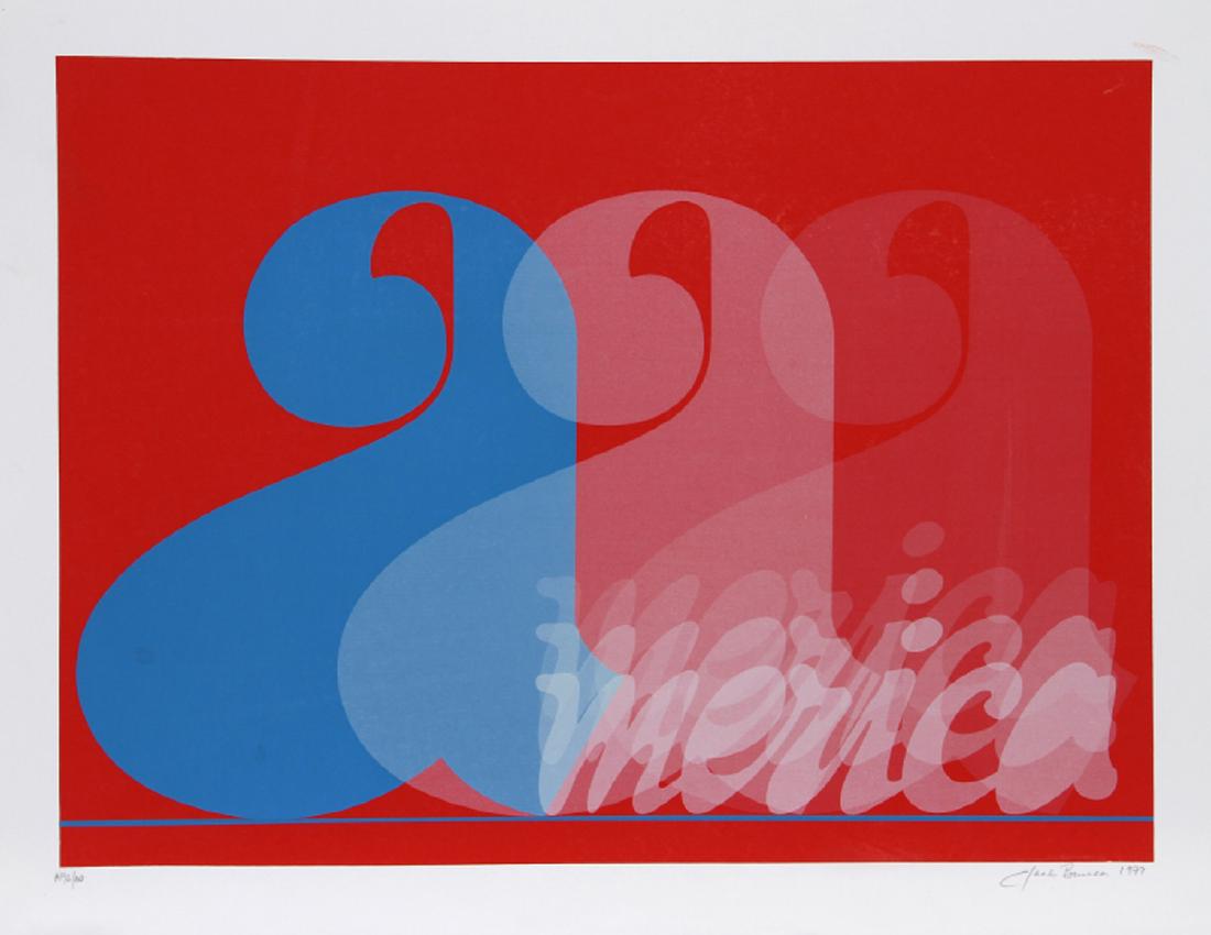 Jack Brusca, America, Silkscreen: Artist: Jack Brusca, American (1939 - 1993) Title: America Year: 1977 Medium: Silkscreen, signed and numbered in pencil Edition: 200, AP 30 Image Size: 22 x 30 inches Size: 26 in. x 33.5 in. (66.04 cm