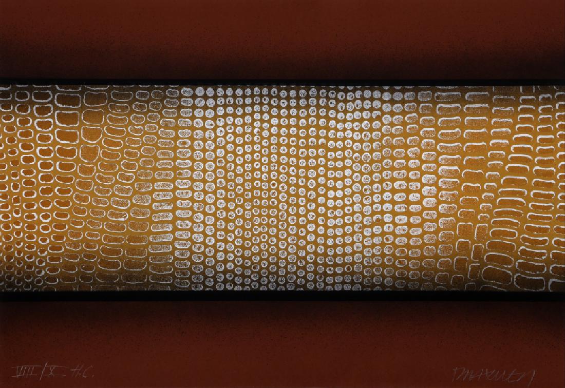 Paul Maxwell, Snake Skin (Brown), Serigraph: Artist: Paul Maxwell, American (1925 - 2015) Title: Untitled - Snake Skin (Brown) Year: circa 1978 Medium: Serigraph, signed and numbered in pencil Edition: 100, HC X Size: 27 x 39 in. (68.58 x 99.06