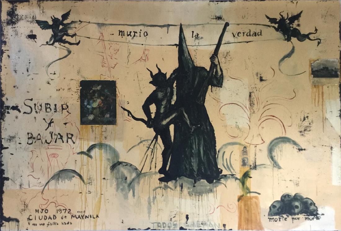 Manuel Ocampo, Murio la Verdad, Oil and Collage (1 of 7)