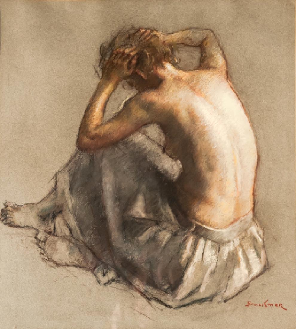 Robert Brackman, Seated Nude, Pastel Drawing: Artist: Robert Brackman, Ukrainian/American (1898 - 1980) Title: Seated Nude Year: circa 1970 Medium: Pastel on Paper, signed l.r. Size: 20.5 x 18.5 in. (52.07 x 46.99 cm) Frame Size: 33 x 30.5 inches