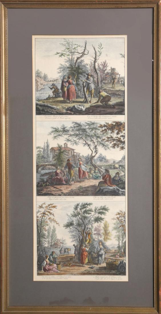 Francesco Bartolozzi, Country Life, Hand Colored: Artist: Francesco Bartolozzi, Italian (1727 - 1815) Title: Untitled - Country Life Medium: Hand Colored Lithograph Size: 42 x 21.5 in. (106.68 x 54.61 cm)