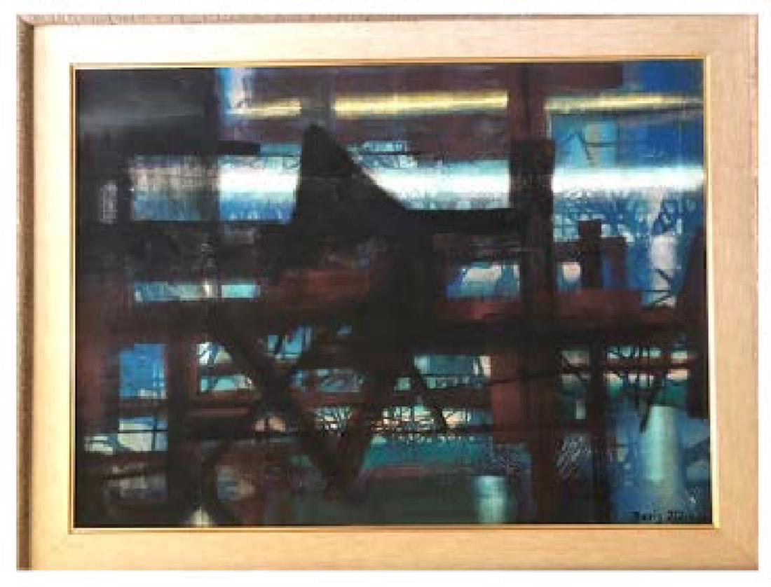 Boris Margo, Dark Abstract, Oil Painting: Artist: Boris Margo, Ukranian/American (1902 - 1995) Title: Dark Abstract Year: circa 1975 Medium: Oil on Canvas, signed l.r. Size: 24.5 x 33.25 in. (62.23 x 84.455 cm) Frame Size: 32 x 40 inches
