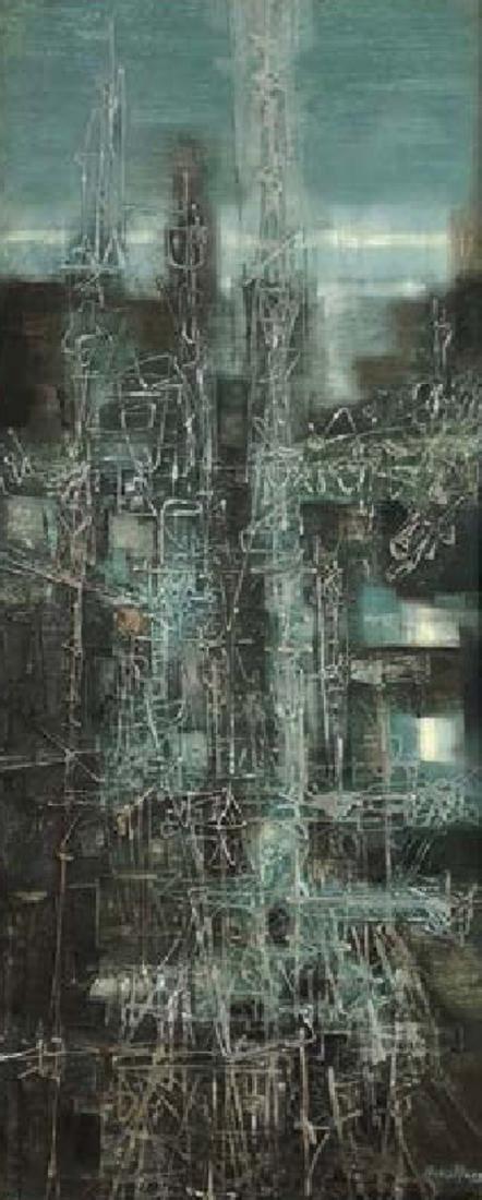Boris Margo, Metallic Abstract, Oil on Metal: Artist: Boris Margo, Ukranian/American (1902 - 1995) Title: Metallic Abstract Year: circa 1975 Medium: Oil on Metal, signed l.r. Size: 57 x 23 in. (144.78 x 58.42 cm)