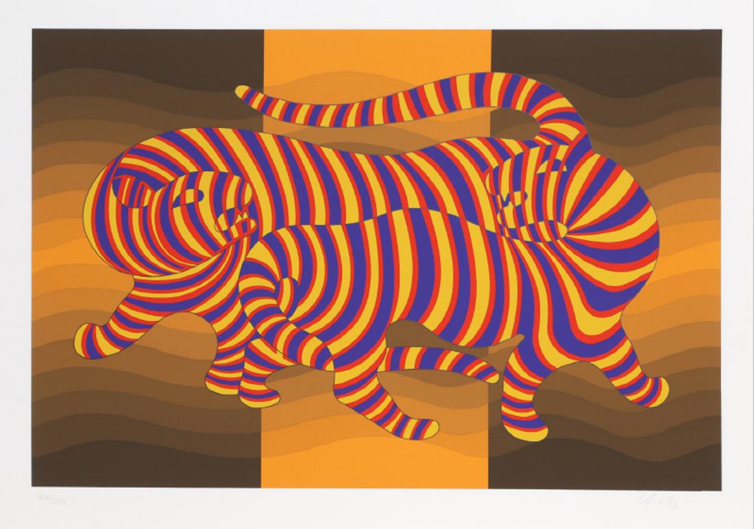 Victor Vasarely, Two Tigers on Gold, Screenprint (1 of 1)
