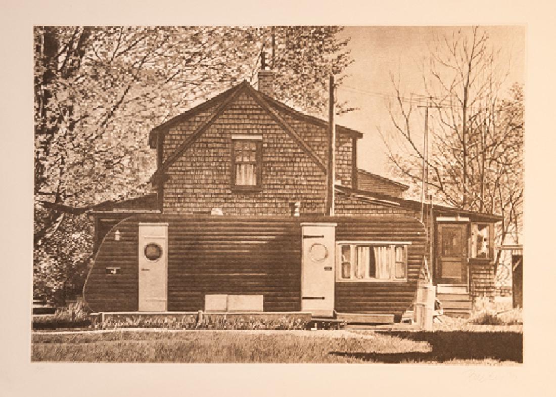 John Baeder, House with Trailer, Etching: Artist: John Baeder, American (1938 - ) Title: House with Trailer Year: 1979 Medium: Etching, signed and numbered in pencil Edition: 200 Size: 22.25 x 30 in. (56.515 x 76.2 cm)
