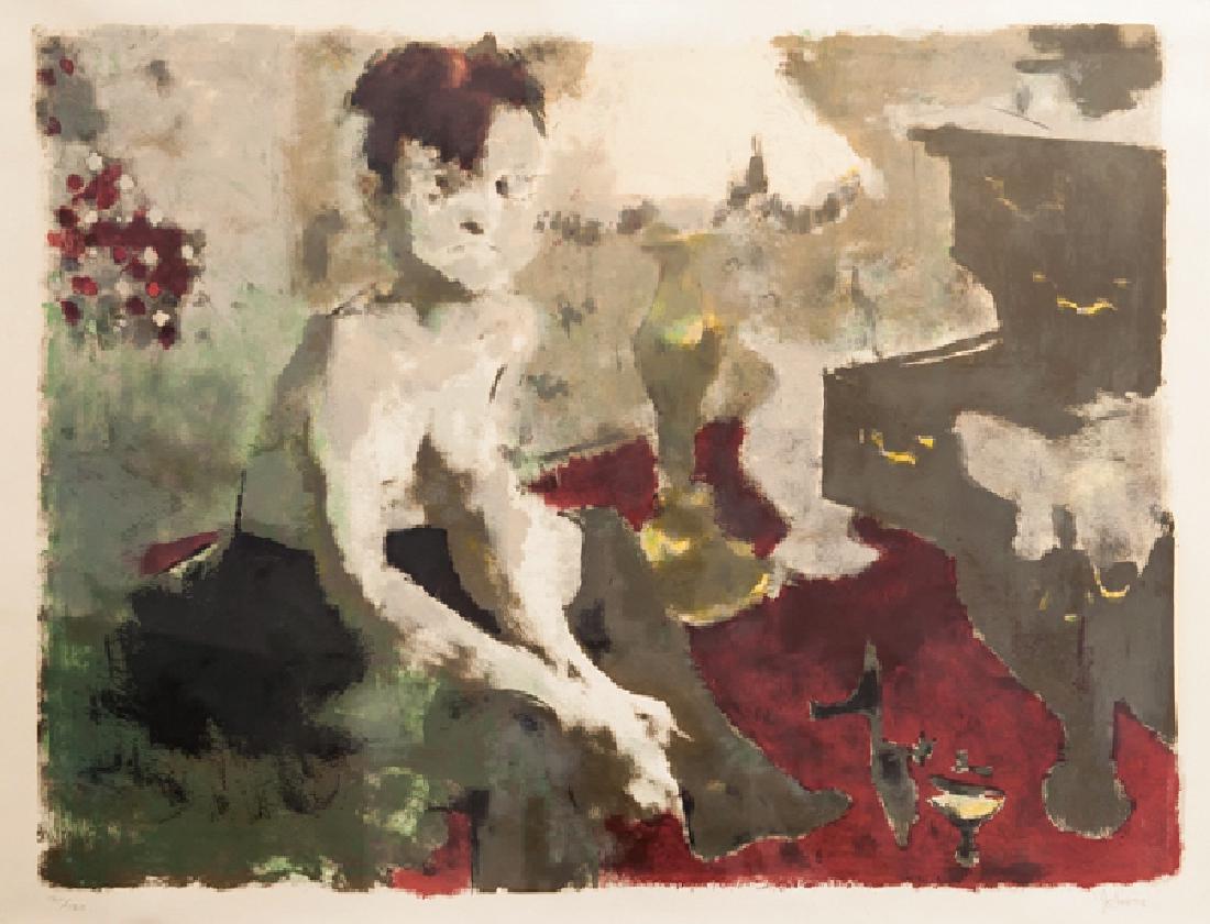 Jack Levine, Blue Angel, Lithograph: Artist: Jack Levine, American (1915 - 2010) Title: Blue Angel Year: 1967 Medium: Lithograph, signed and numbered in pencil Edition: 120/120 Size: 21 x 27.25 in. (53.34 x 69.215 cm) Frame Size: 25 x 31