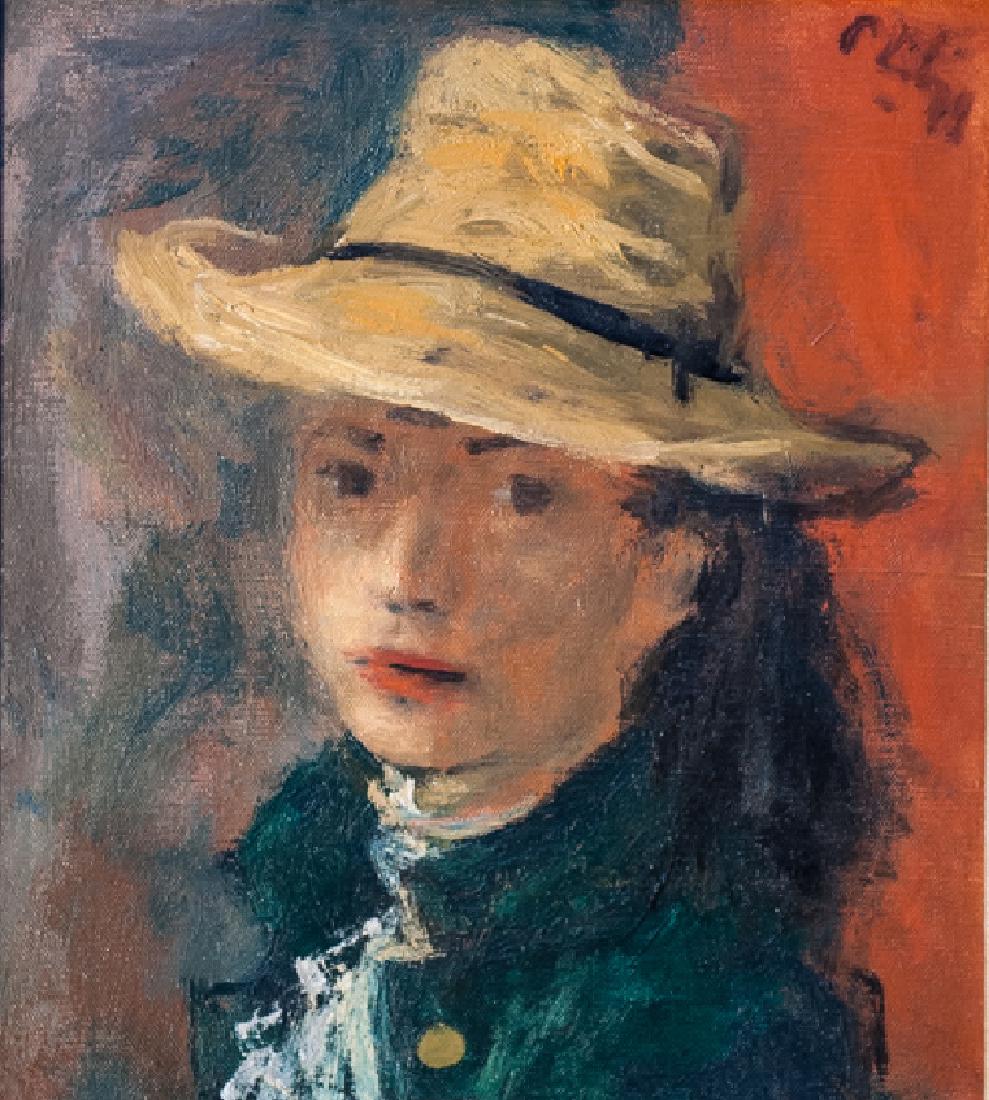 Robert Philipp, Portrait of Woman in Straw Hat, Oil (1 of 1)