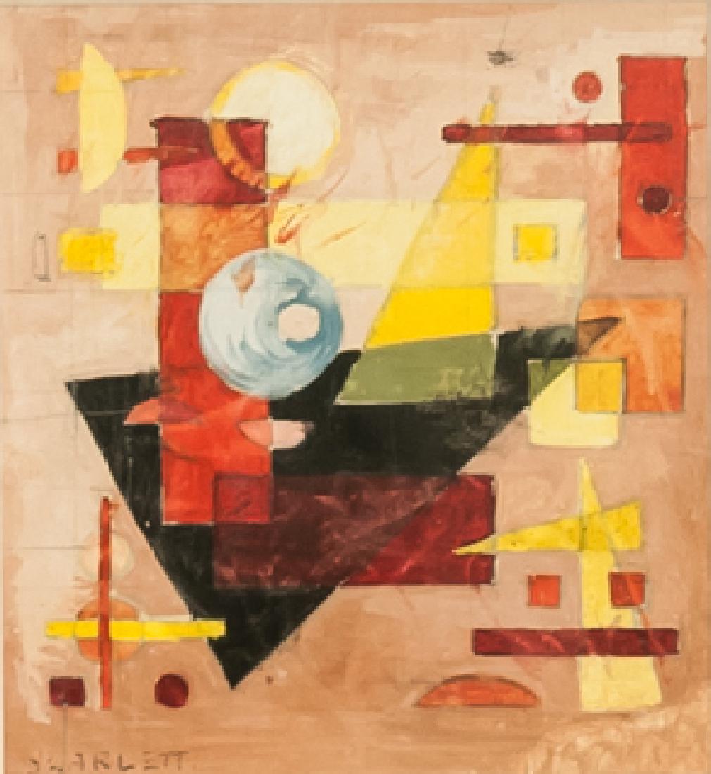 Rolph Scarlett, Cubist Abstract, Gouache Painting: Artist: Rolph Scarlett, Canadian (1889 - 1984) Title: Cubist Abstract Medium: Gouache on Paper, signed l.l. Image Size: 4 x 3.5 inches Size: 15.25 x 13 in. (38.735 x 33.02 cm)