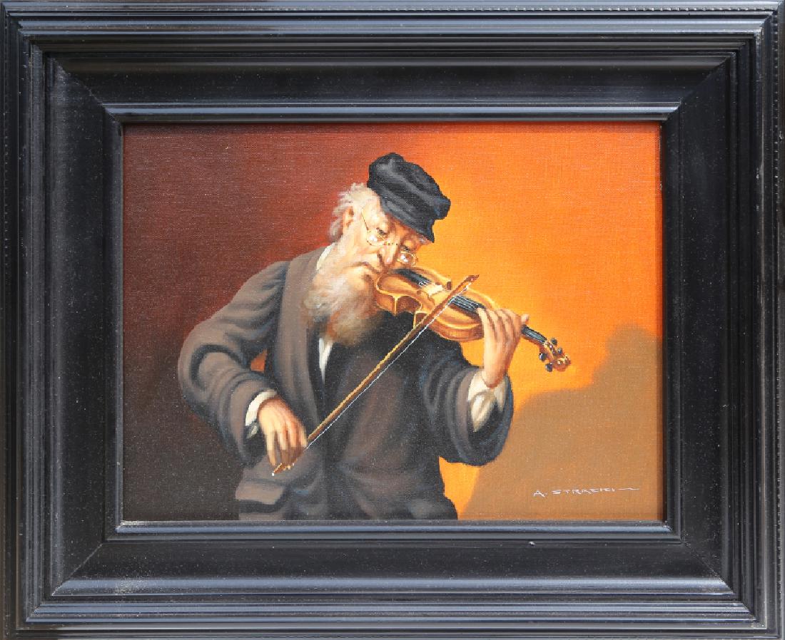 Abraham Straski, Polish Rabbi 11F, Oil Painting: Artist: Abraham Straski, Polish (1903 - 1987) Title: Untitled - Polish Rabbi 11F Year: 1958 Medium: Oil on Canvas, signed and dated Image Size: 12 x 15 inches Frame Size: 20 x 22.5 inches