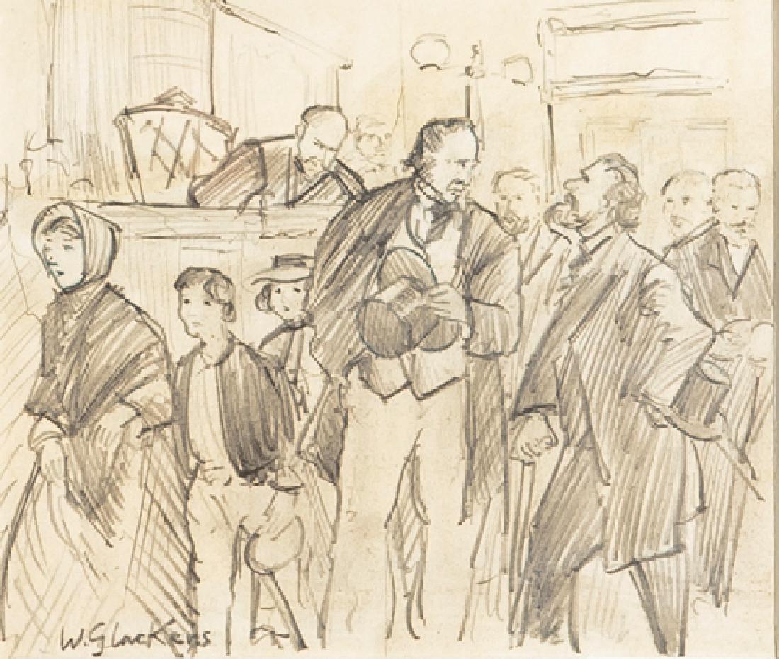 William Glackens, Courtroom Scene, Pencil Drawing (1 of 1)