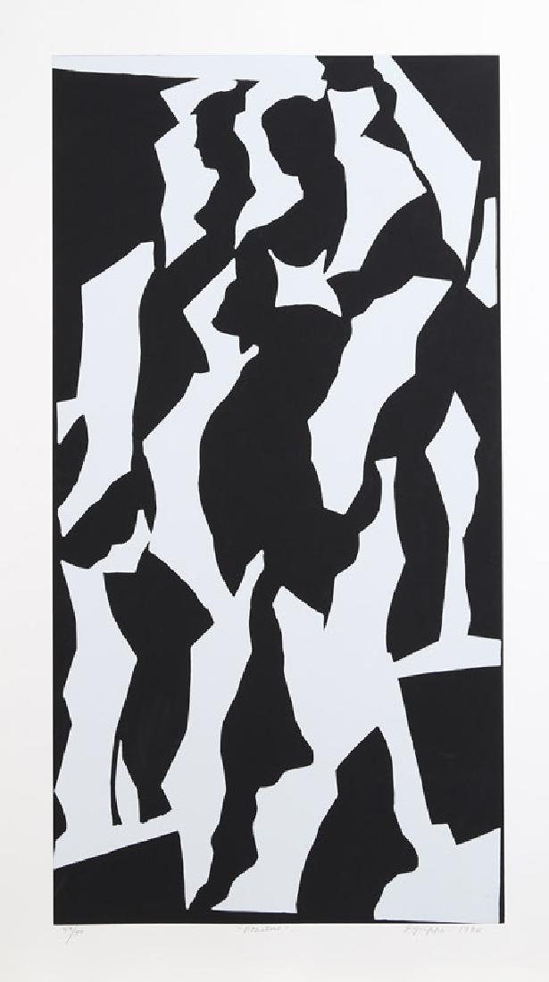 Peter Grippe, Positive, Silkscreen: Artist: Peter Grippe, American (1912 - 2002) Title: Positive Year: 1960 Medium: Silkscreen, signed and numbered in pencil Edition: 50 Image Size: 39 x 20 inches Size: 46 x 35 in. (116.84 x 88.9 cm)