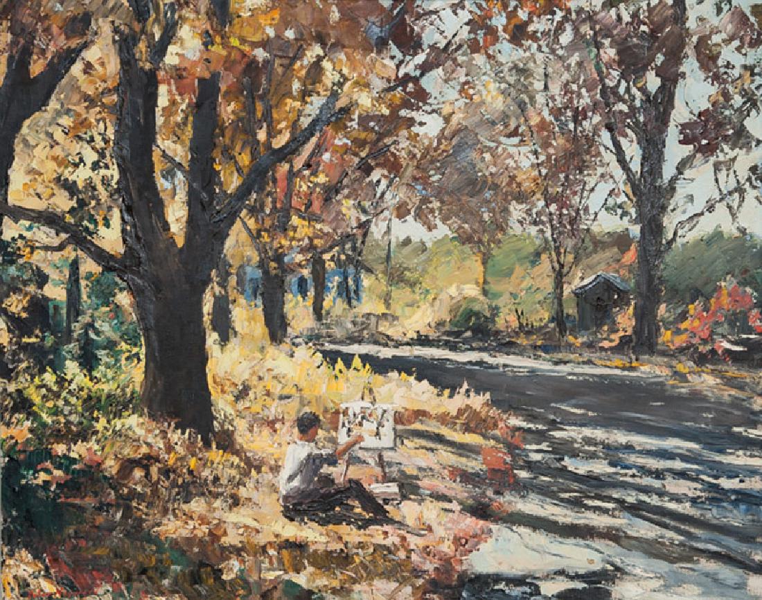Peter Hayward, Autumn Woods, Oil Painting: Artist: Peter Hayward, American (1905 - 1993) Title: Autumn Woods Medium: Oil on Canvas, signed l.l. Size: 24 x 30 in. (60.96 x 76.2 cm)