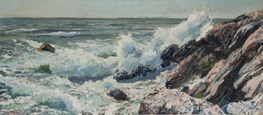 Peter Hayward, Seascape, Oil Painting: Artist: Peter Hayward, American (1905 - 1993) Title: Seascape Medium: Oil on Canvas, signed l.l. Size: 17.5 x 39.5 in. (44.45 x 100.33 cm) Frame Size: 26 x 47.5 inches
