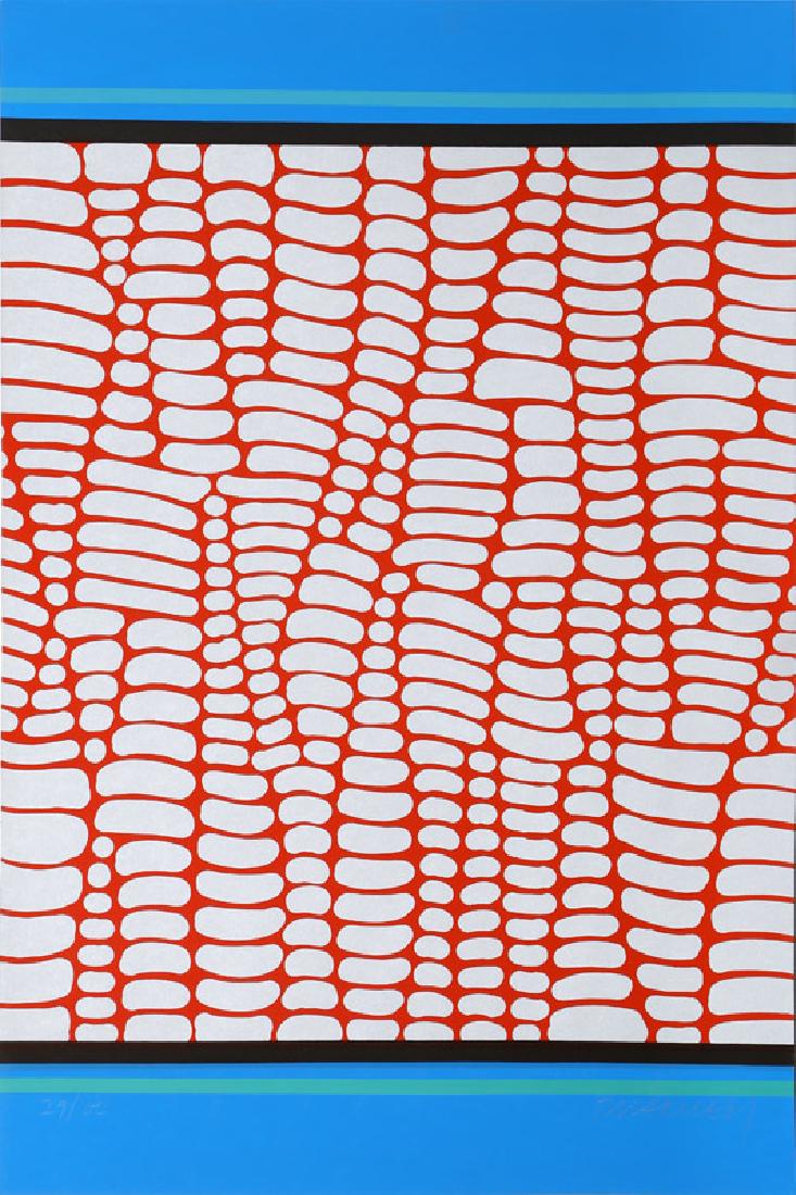 Paul Maxwell, Red and Blue Web, Serigraph: Artist: Paul Maxwell, American (1925 - 2015) Title: Untitled - Red and Blue Web Year: circa 1978 Medium: Serigraph, signed and numbered in pencil Edition: 100 Size: 26 x 39 in. (66.04 x 99.06 cm)
