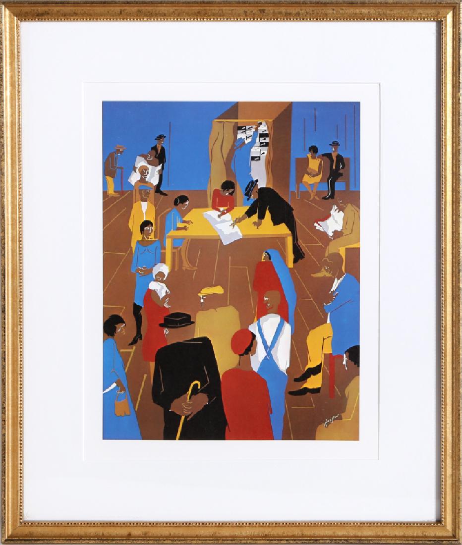 Jacob Lawrence, The 1920's, Print: Artist: Jacob Lawrence, American (1917 - 2000) Title: The 1920's Year: 1975 Medium: Offset Lithograph Image Size: 13 x 10 inches Size: 17 in. x 14 in. (43.18 cm x 35.56 cm) Frame Size: 21 x 17.5 inche
