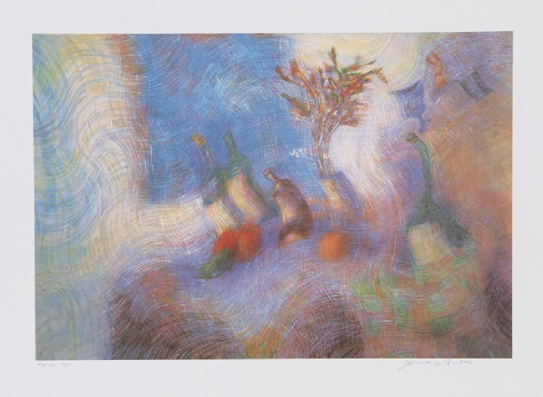 Juan Manuel Gomez Quiroz, Bodegon 31, Lithograph: Artist: Juan Manuel Gomez Quiroz, Chilean (1939 - ) Title: Bodegon 31 Year: circa 1979 Medium: Lithograph, signed and numbered in pencil Edition: AP 90 Image Size: 12.5 x 18.5 inches Size: 21.5 in. x 