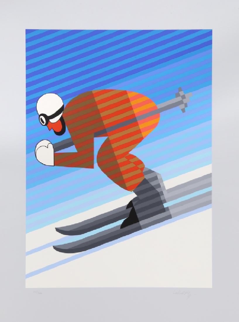 Victor Vasarely, Skier, Screenprint: Artist: Victor Vasarely, Hungarian (1908 - 1997) Title: Skier Year: 1984 Medium: Screenprint, signed and numbered in pencil Edition: 300 Size: 33.5 x 24.5 in. (85.09 x 62.23 cm)