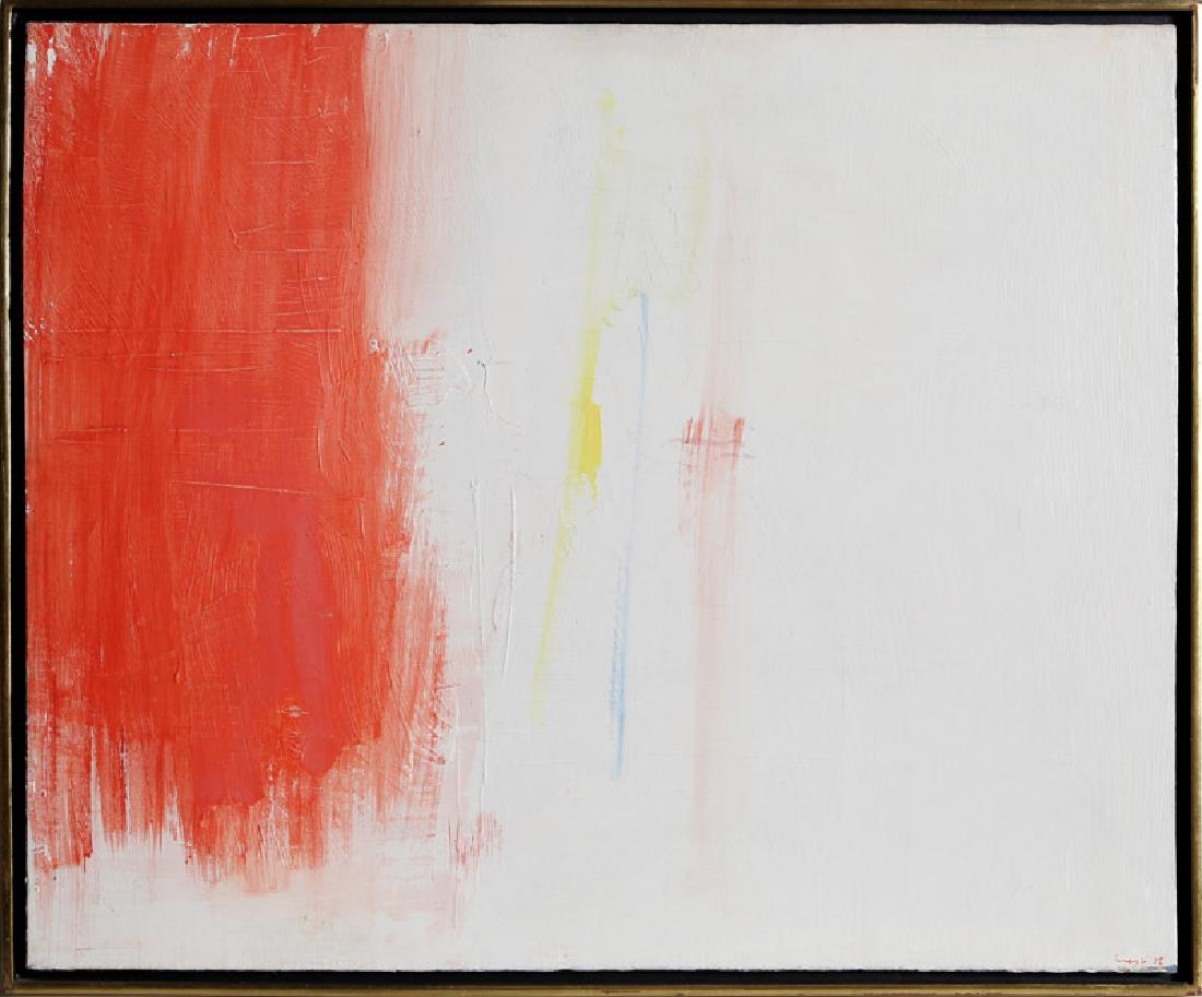 Nicolas Ionesco, Abstract Expressionist Oil Painting: Artist: Nicolas Ionesco, Romanian (1919 - ) Title: Untitled Year: 1956 Medium: Oil on Canvas, signed and dated l.r. and verso Size: 22.5 x 27.5 in. (57.15 x 69.85 cm) Frame Size: 24.75 x 30 inches