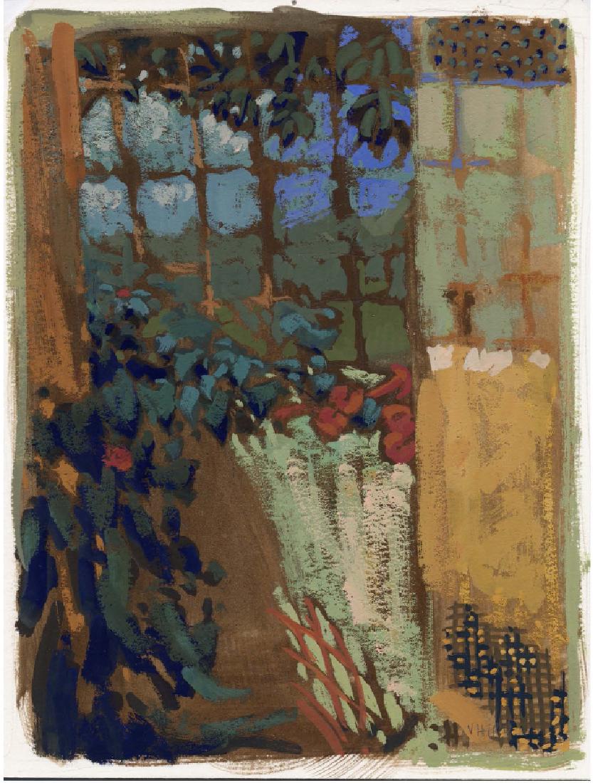 Valerie Hird, Porch at Spring Green II, Gouache: Artist: Valerie Hird, American (1955 - ) Title: Porch at Spring Green II Year: 1999 Medium: Gouache on Board Size: 8 x 6 in. (20.32 x 15.24 cm)