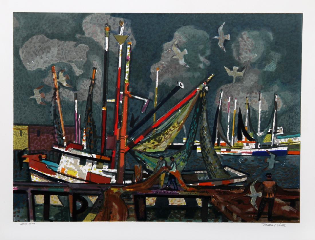 Millard Owen Sheets, Fisherman, Lithograph: Artist: Millard Owen Sheets, American (1907 - 1989) Title: Fisherman Year: circa 1977 Medium: Lithograph, signed in pencil Edition: AP Image Size: 22 x 29.5 Size: 27 x 35 in. (68.58 x 88.9 cm)