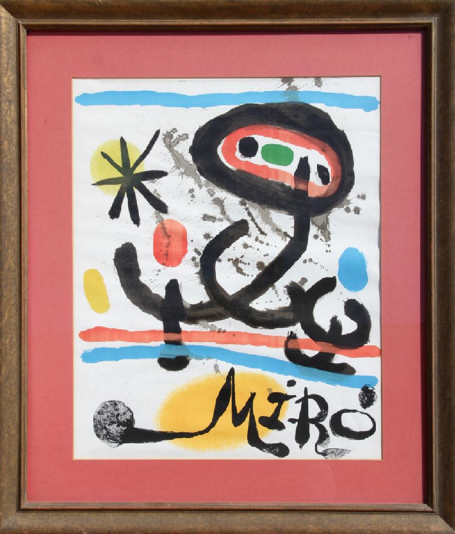 Joan Miro, Galerie Maeght Exhibition, Lithograph Poster: Artist: Joan Miro, Spanish (1893 - 1983) Title: Galerie Maeght Exhibition Year: circa 1970 Medium: Lithograph Poster Size: 20.5 in. x 16.5 in. (52.07 cm x 41.91 cm) Frame Size: 28.5 x 25 inches