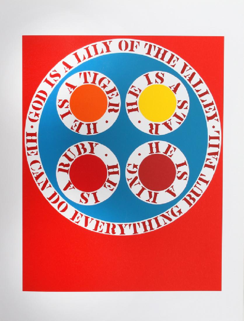 Robert Indiana, God is Lily of the Valley, Serigraph: Artist: Robert Indiana, American (1928 - 2018) Title: God is Lily of the Valley from the American Dream Portfolio Year: 1961-62 (1997) Medium: Serigraph Edition: 395 Image Size: 16.75 x 13.25 inches S