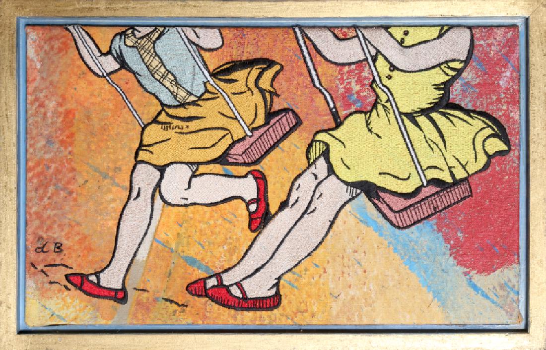 David Bromley, Swing Set, Acrylic on Linen Canvas: Artist: David Bromley, British/Australian (1960 - ) Title: Swing Set Year: circa 2010 Medium: Acrylic on Linen Canvas, signed l.l. Size: 11 x 17 in. (27.94 x 43.18 cm)
