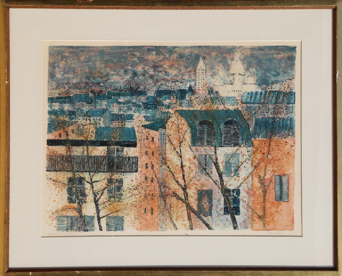 Guy Bardone, La Colline Montmarte, Lithograph: Artist: Guy Bardone, French (1927 - ) Title: La Colline Montmarte Year: circa 1965 Medium: Lithograph, signed in pencil Edition: EA Image Size: 16 x 21 inches Frame Size: 24 x 29.5 inches