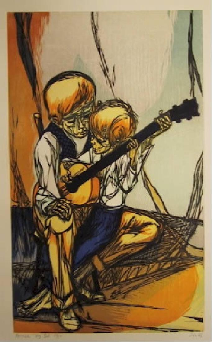 Mervin Jules, Father and Son, Woodcut (1 of 1)