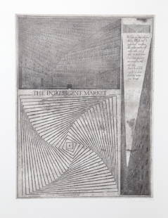 Alexander Brodsky and Ilya Utkin, Intelligent Market,: Artist: Alexander Brodsky and Ilya Utkin, Russian (1955 - ) Title: Intelligent Market from Brodsky and Utkin: Projects 1981 - 1990 Year: 1990 Medium: Etching on German Rag paper, signed and numbered i